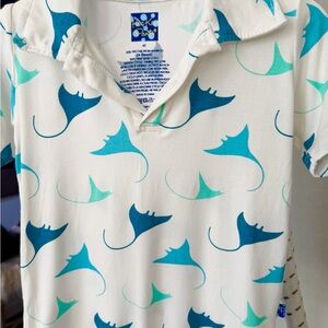 Kickee Pants Teal and Aqua Stingray Polo